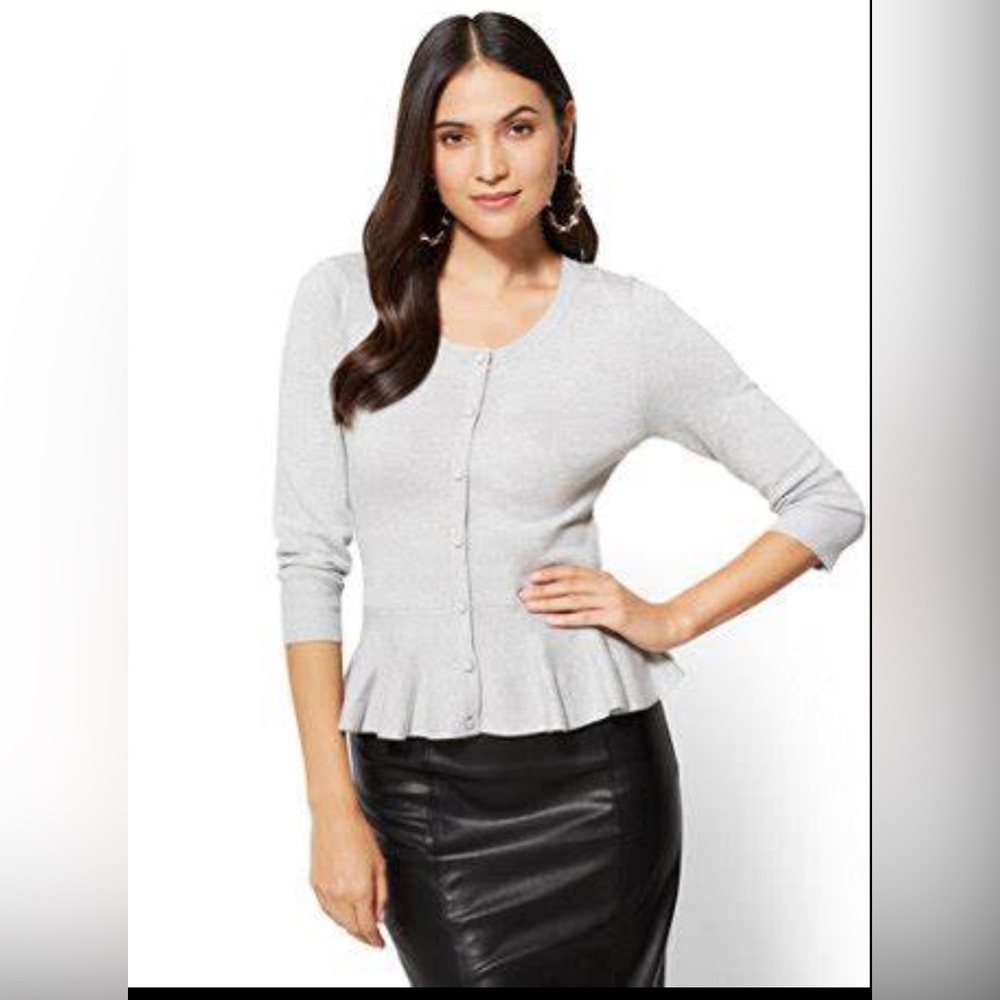 🪷2 for $50🪷 NEW WITH TAGS 7th avenue GRAY Peplum Cardigan - 7th Avenue
